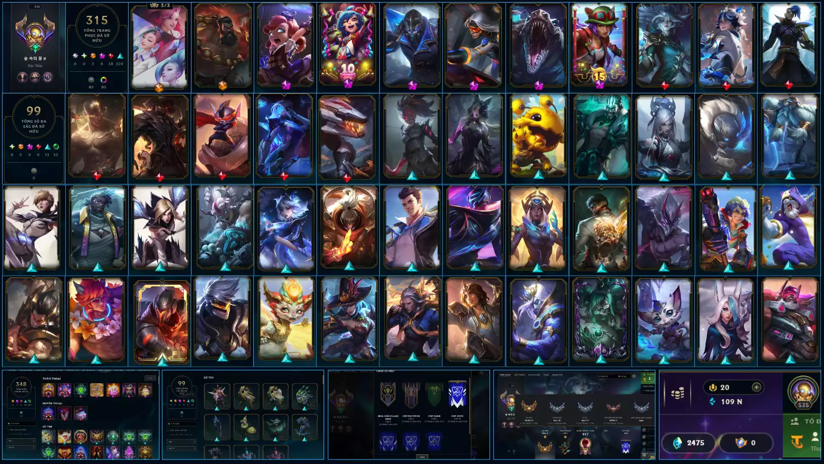 Dư 109k THL 315 Skin - Full Tướng - Lv : 535 Đa Sắc 99 - Còn Đổi Tên TFT - Đủ Chơi Thông Tin Hỗ Trợ Đầy Đủ - Bảo Hành 100%